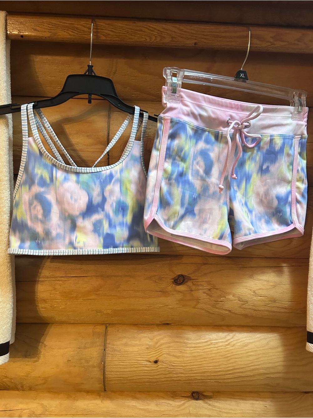 Girl’s Zyia Active Hendrix Hustle Pastel Floral Tie-Dye Swimsuit